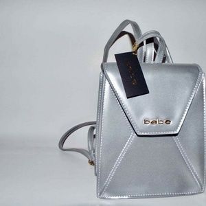 Bebe medium silver metallic backpack