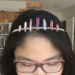 Pink/Pale Red Aura Crystal Tiara Crown Headband