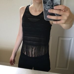 Sheer festival crop top with fringe