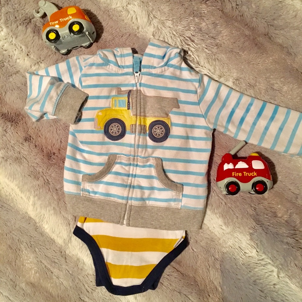 Carters' construction boy jacket/onesie set 6-9mos