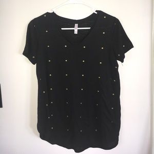 Studded Black V-Neck