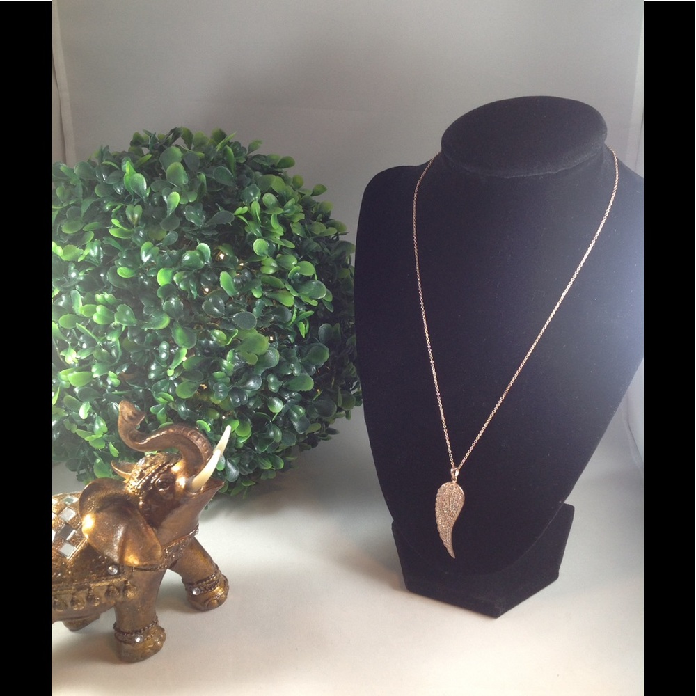 925 silver rose gold colored feather necklace