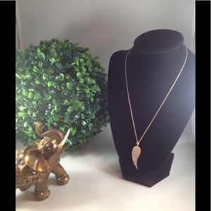 925 silver rose gold colored feather necklace