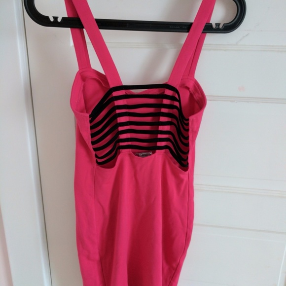 pink w/ black straps in back tank dress - Picture 2 of 3