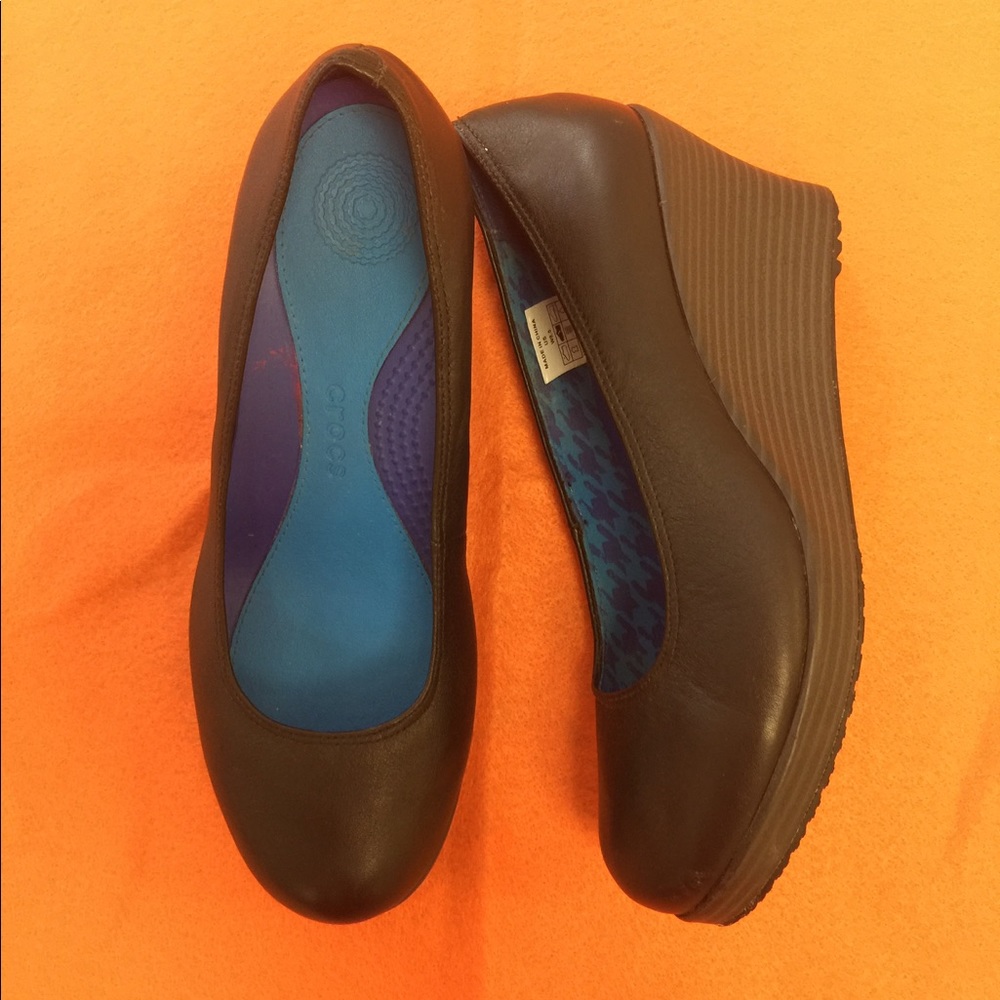 Black wedge Crocs. Worn once/ like new.