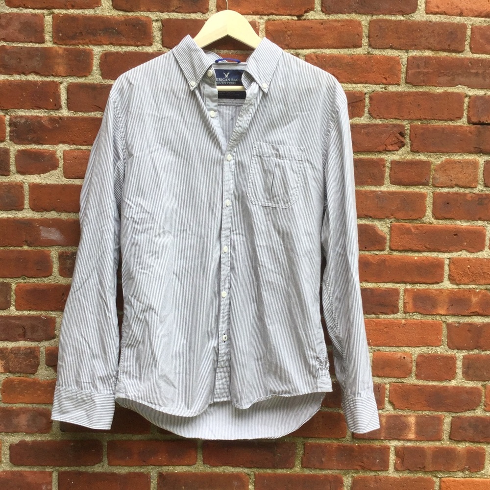 Men's Striped A. Eagle Casual L/S Button Down