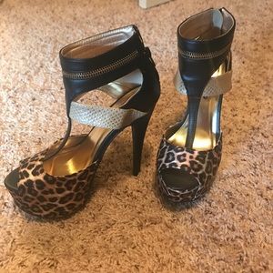 Leopard patterned heels