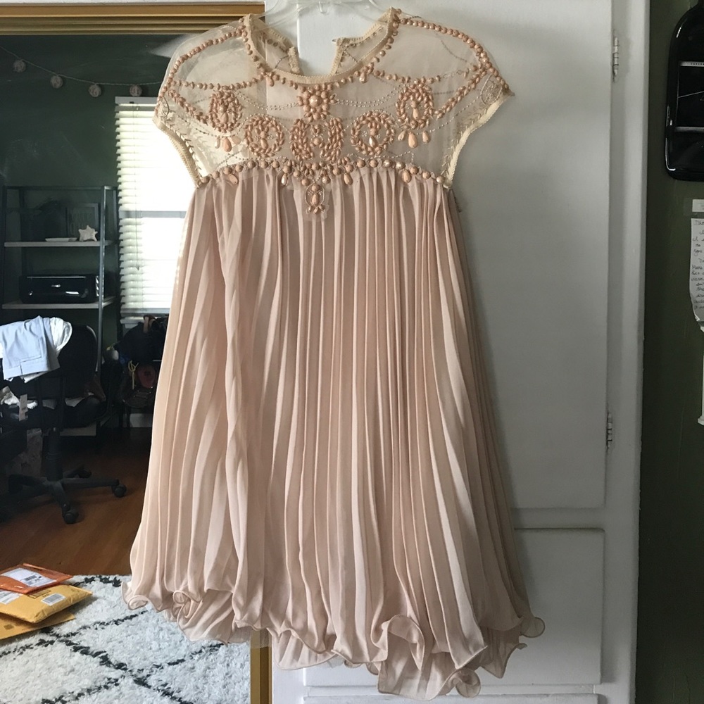 Blush colored cocktail dress