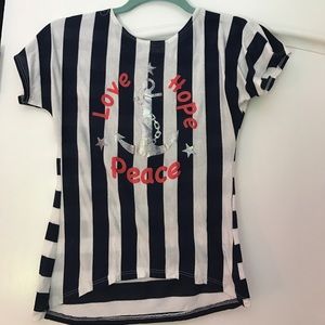 navy and white striped anchor shirt