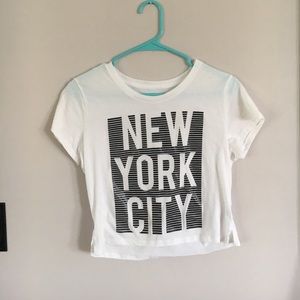 White graphic crop top