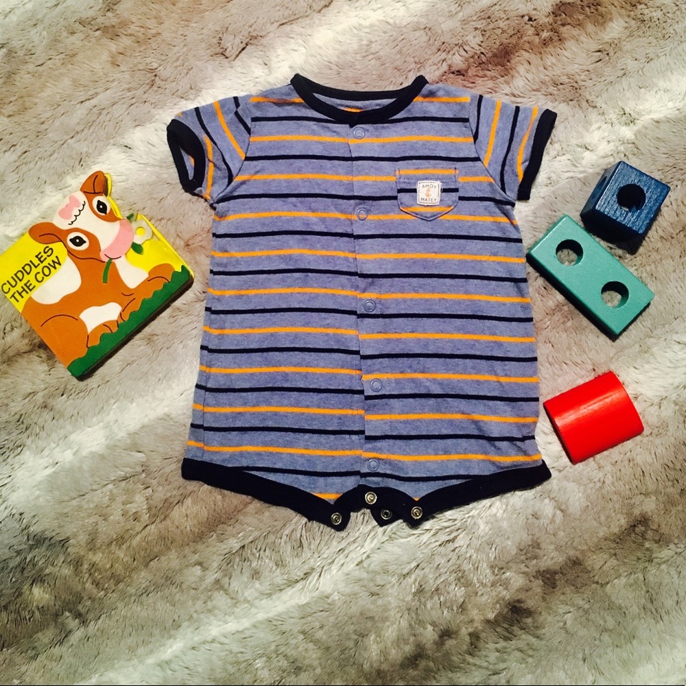 Cute baby boy striped bodysuit 3mos