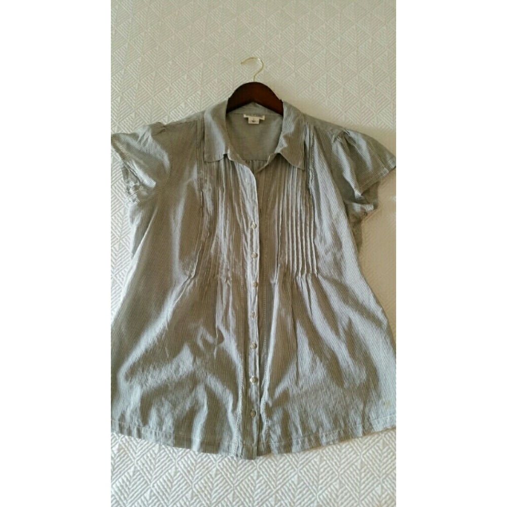 Gray & White Striped Blouse