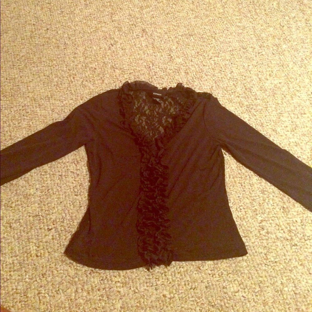 Quarter sleeve see-through blouse