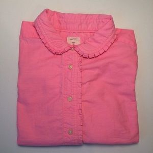 Gap Pink Ruffled Oxford Shirt