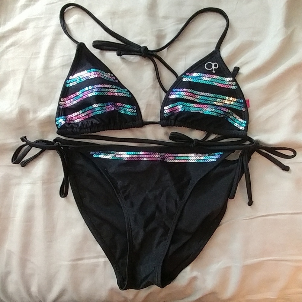 Pink & blue sequin bikini