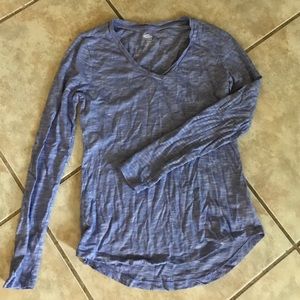 Striped log sleeve V neck shirt from Old Navy.