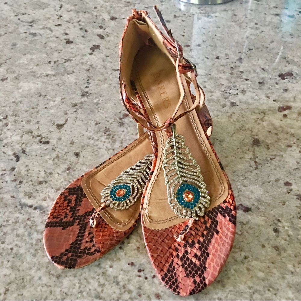 Peacock feather sandals