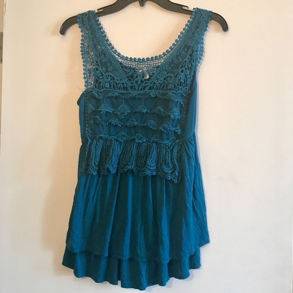 Moa Moa Tops - Lacey tank top in teal Moa Moa Tops - Lacey tank top in teal