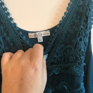 Moa Moa Tops - Lacey tank top in teal Moa Moa Tops - Lacey tank top in teal