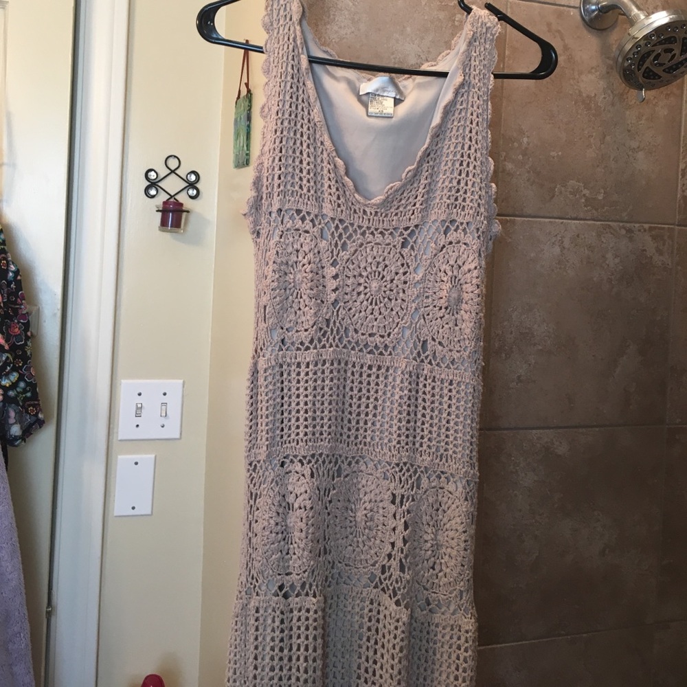 Crochet dress with crochet sweater jacket