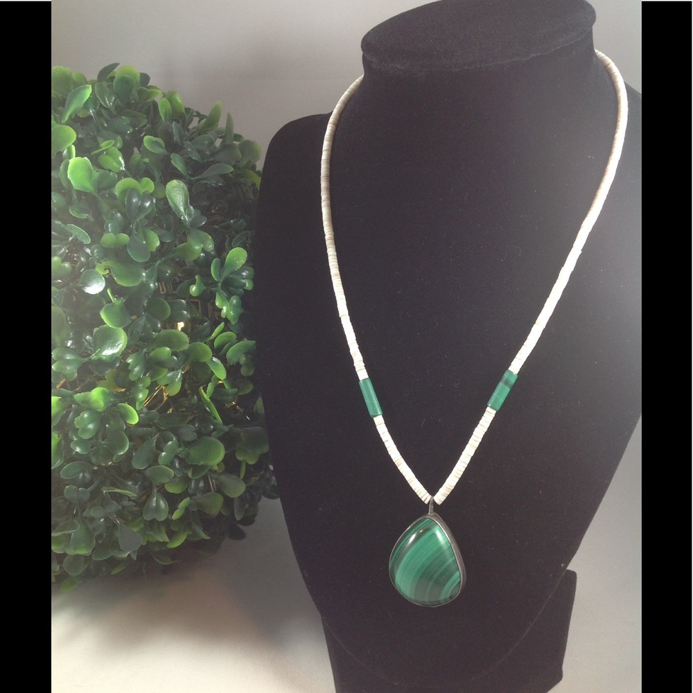 Green and white necklace