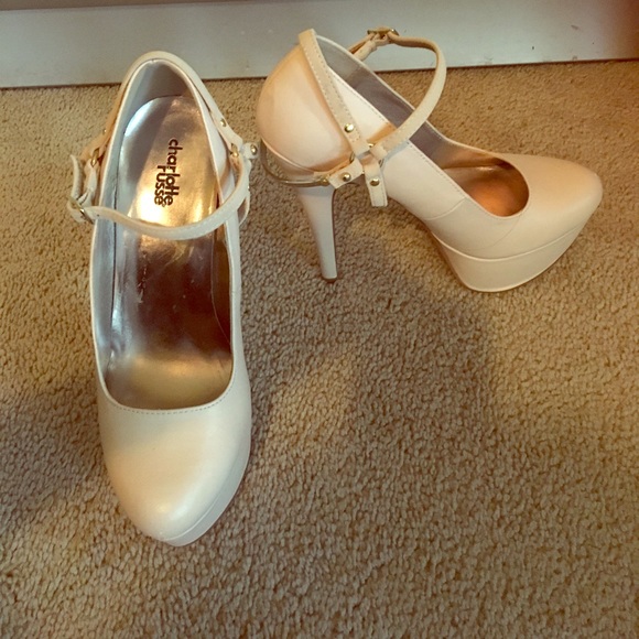 Charlotte Russe Shoes - Mary Jane beige gold strap shoes office work sz: 7