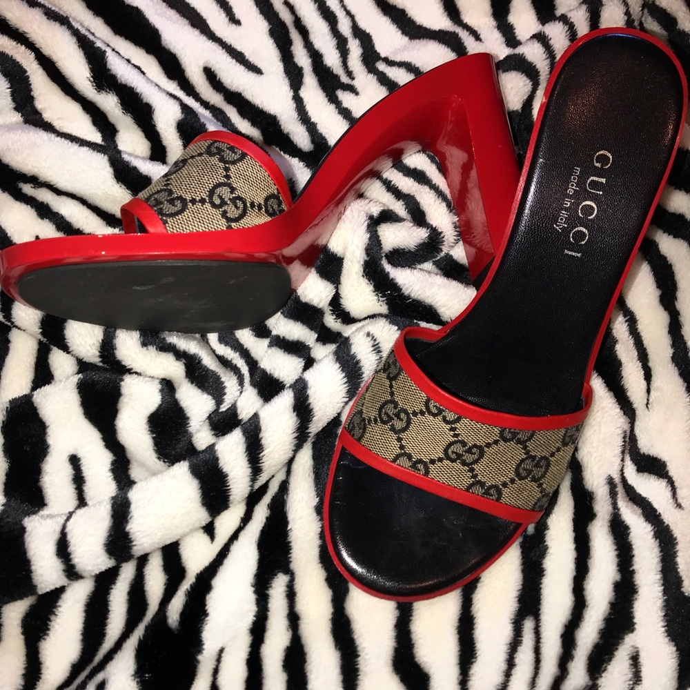 GUCCI SANDALO TESSUTO. Red/Beige Size 8