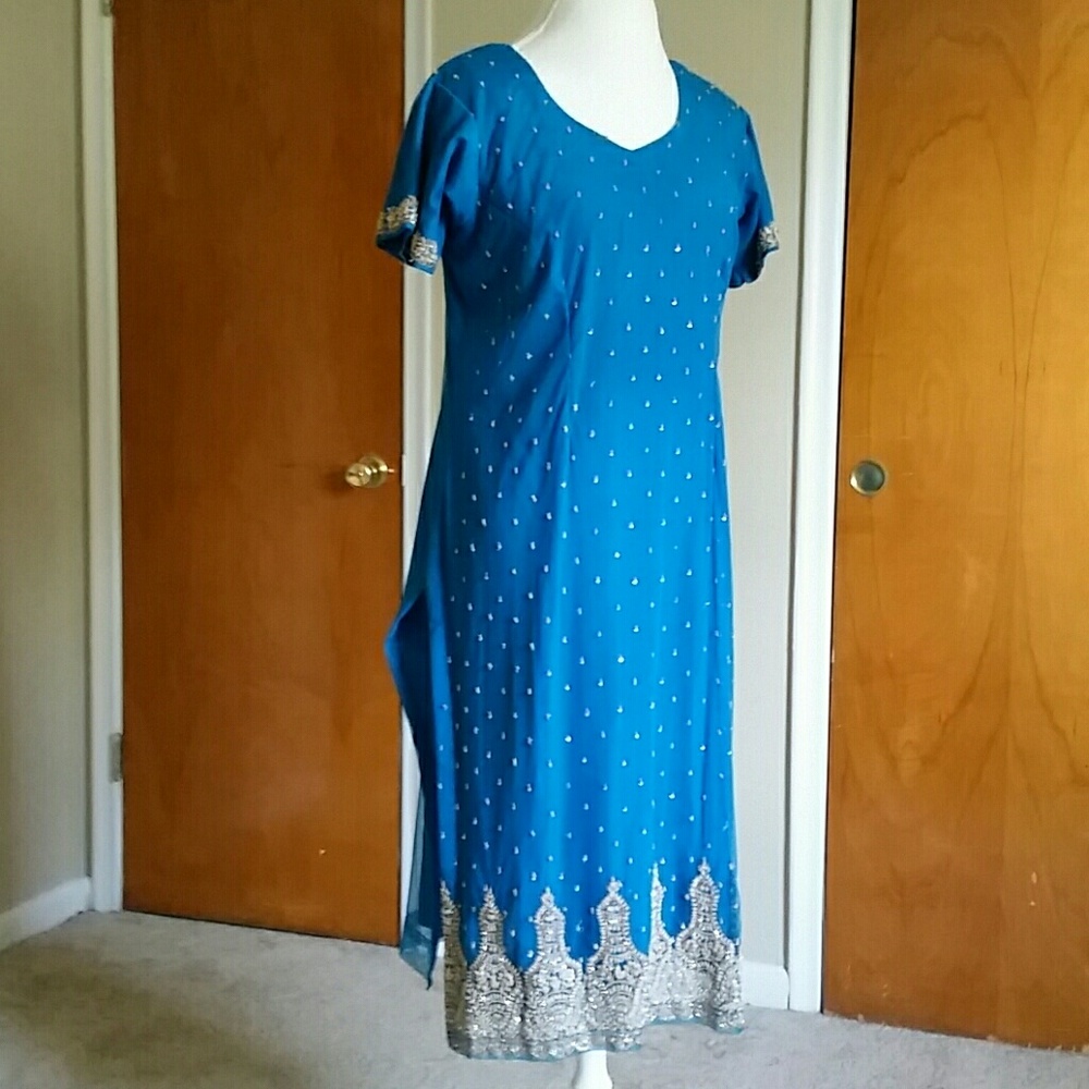 Dazzling Blue Evening Kurti (Indian Tunic)