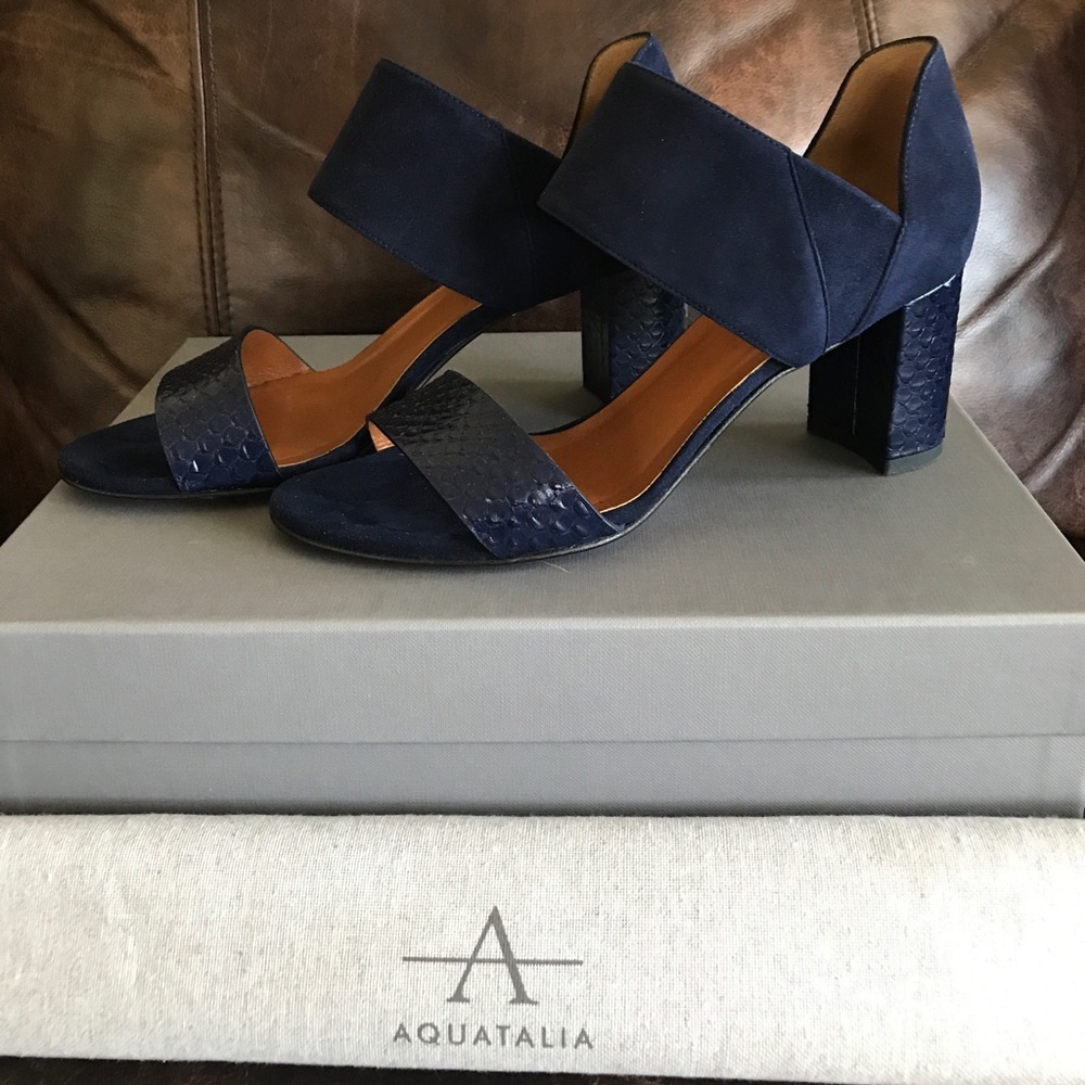 SOLD! Aquatalia snake suade block heels