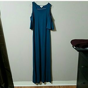 Cold-shoulder Teal Umgee Maxi