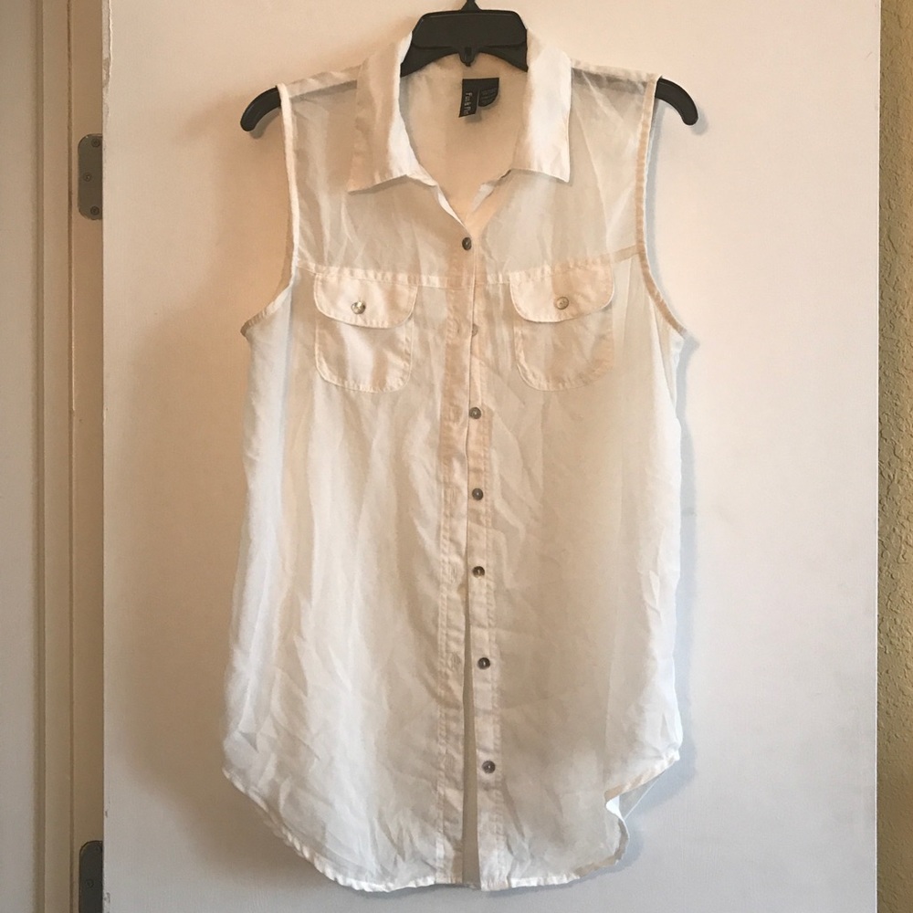 Flowy sheer tank top in white