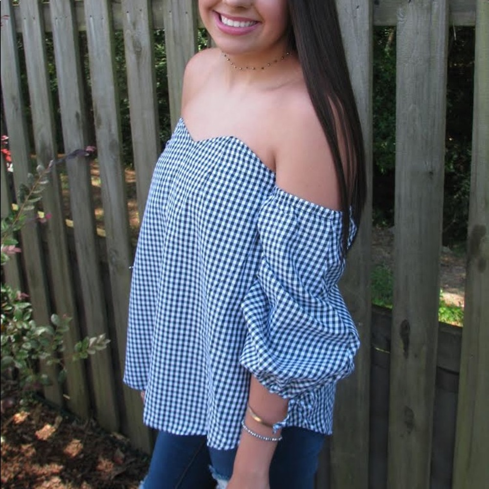 Gingham Strapless Top