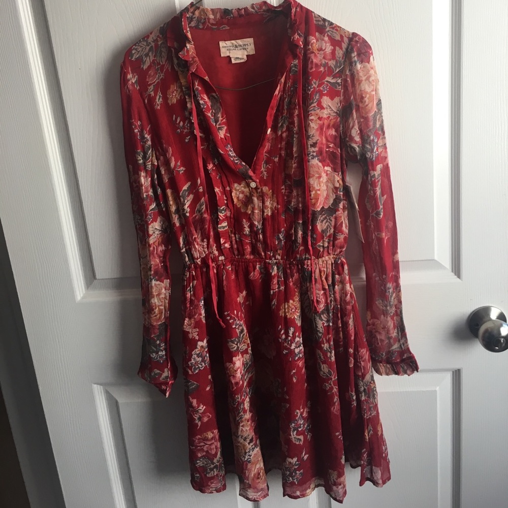 Ralph Lauren Red Long Sleeve Dress