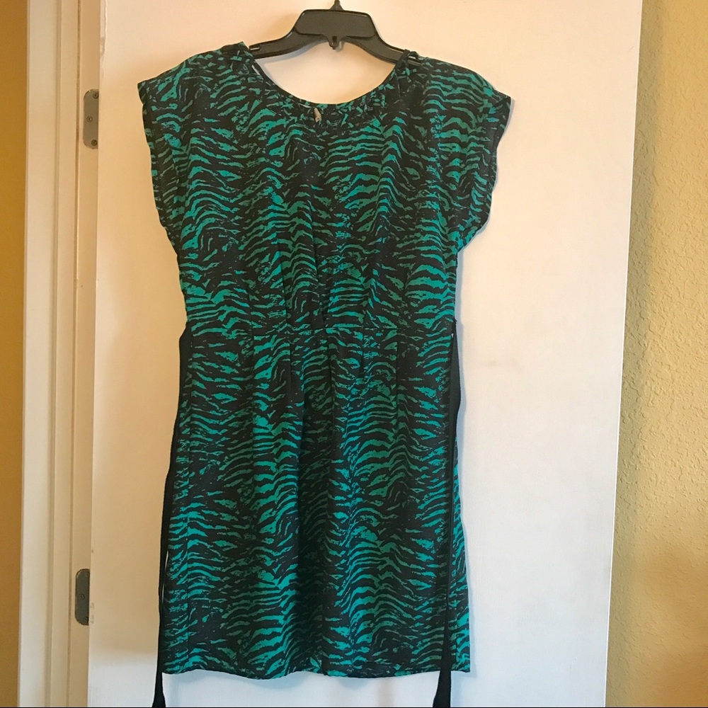 Teal and black zebra dress