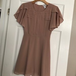 Bar III Tan ruffle sleeve dress