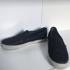 Sperry Black Sparkle Slip-on Sneaker, Size W9