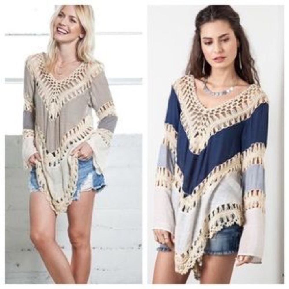 Taupe Boho Crochet Top