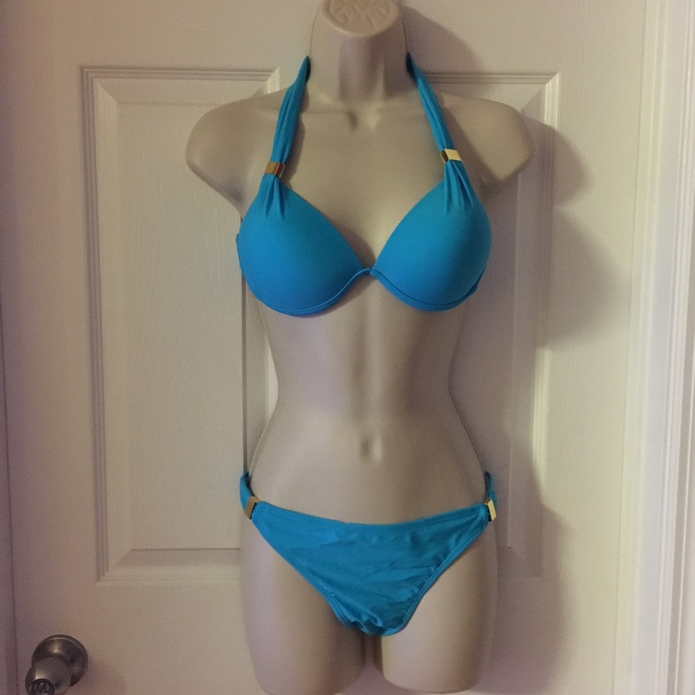 Teal blue push up bikini.