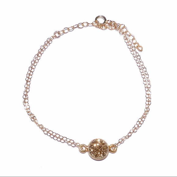 Free People Gold Druzy Bracelet 14k Gold Fill - Picture 1 of 1