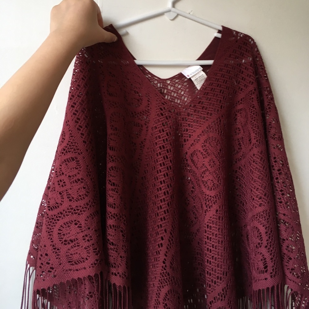 Maroon Poncho NWOT