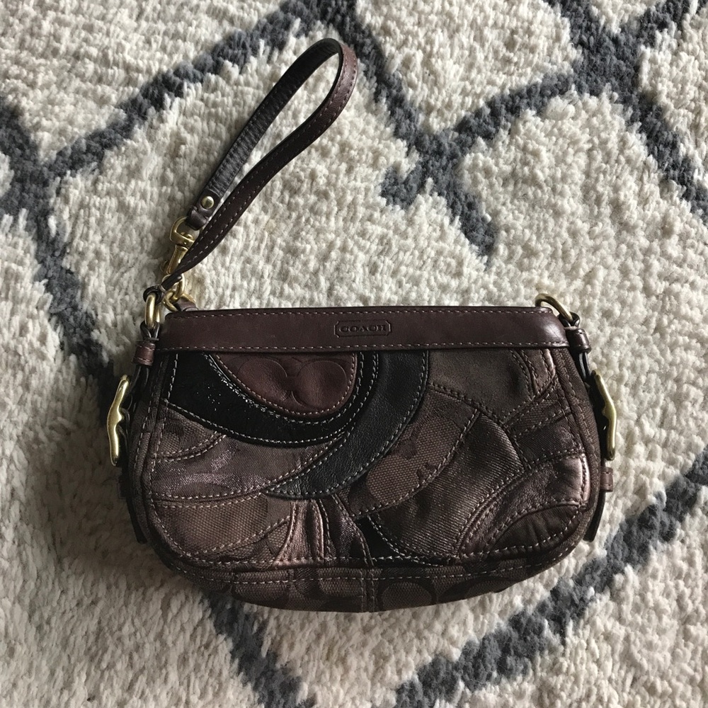 Super cute brown coach wristlet