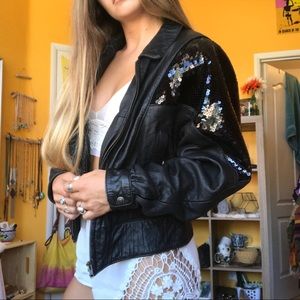 Luis Alvear vintage sequin leather jacket