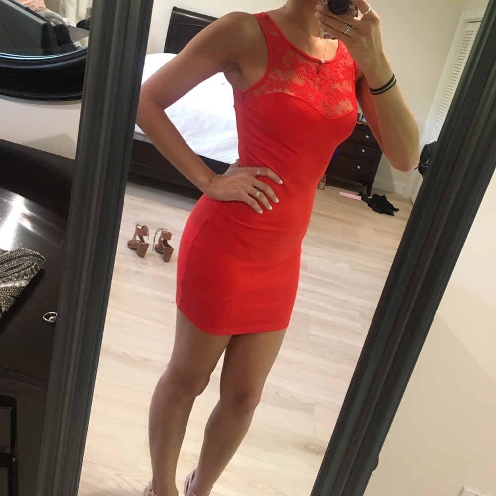 Red mini dress