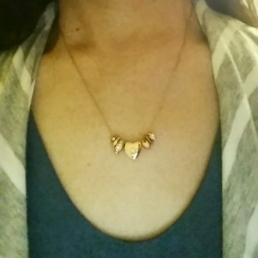 Fossil Heart Necklace 18” Long