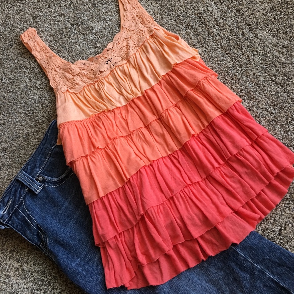 Pink Ambre Ruffle Tank