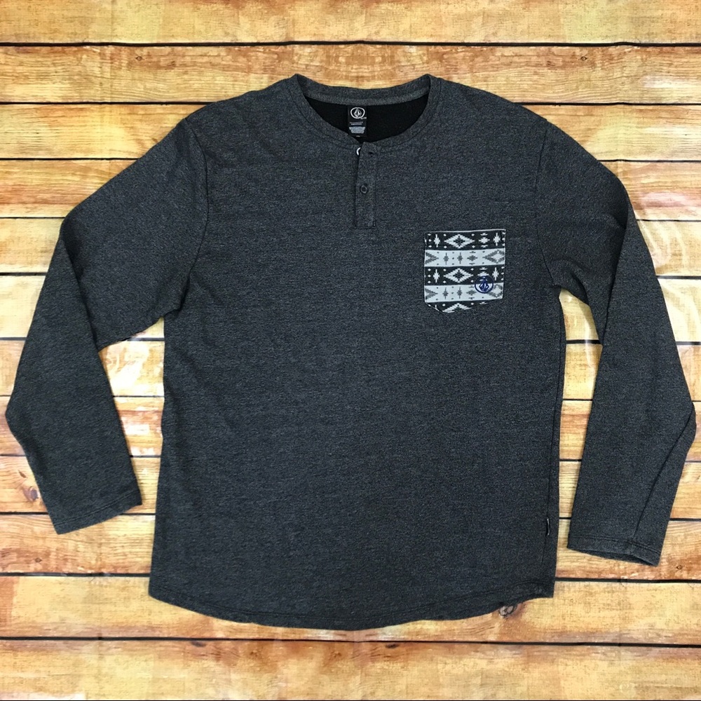 Volcom Doobeye Printed Pocket Henley Size XL