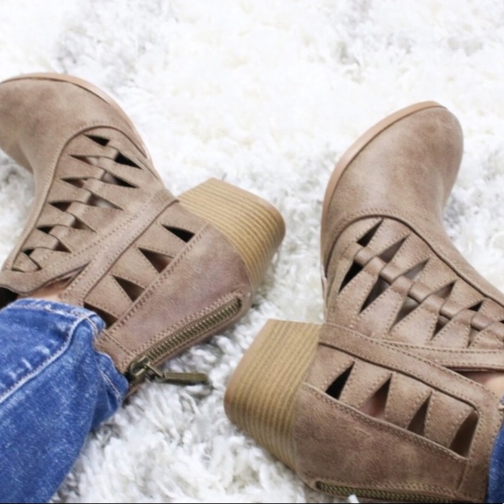Taupe Cutout Booties - Picture 5 of 5