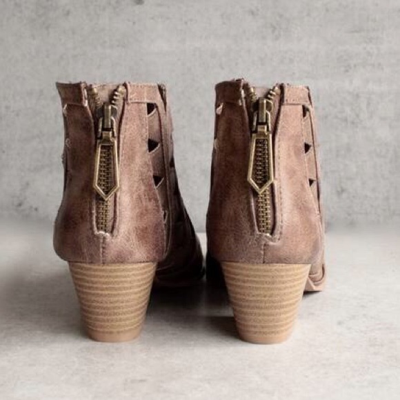 Taupe Cutout Booties - Picture 3 of 5