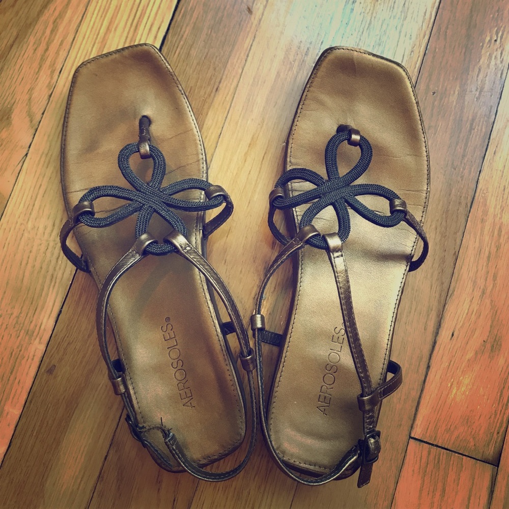Bronze leather sandals