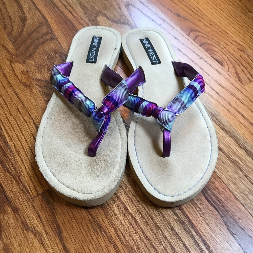 Nine West Multi-Colored Purple Flip-Flops